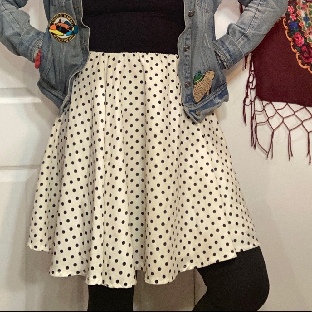 Yanga White Polka Dot Midi Skirt